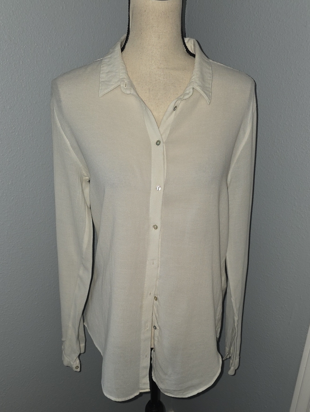 Yerse Cream Long-Sleeve Badana Print Shirt